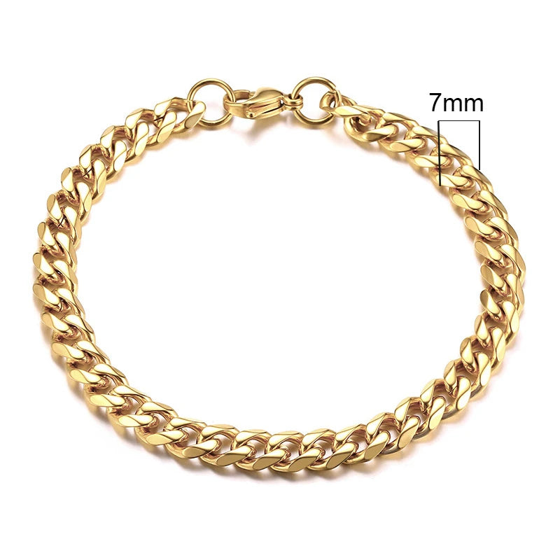 Bracelet for Men, Stainless Steel Cuban Link Chain Wristband Classic Punk Heavy Male Jewelry