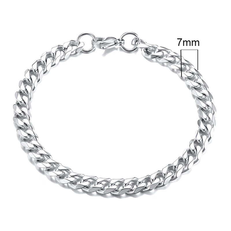 Bracelet for Men, Stainless Steel Cuban Link Chain Wristband Classic Punk Heavy Male Jewelry