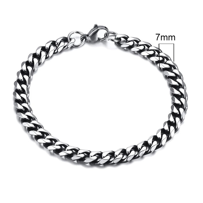 Bracelet for Men, Stainless Steel Cuban Link Chain Wristband Classic Punk Heavy Male Jewelry