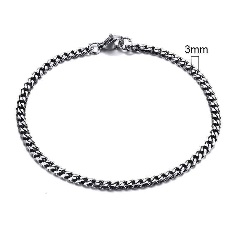 Bracelet for Men, Stainless Steel Cuban Link Chain Wristband Classic Punk Heavy Male Jewelry