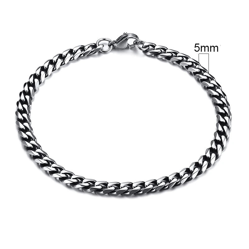 Bracelet for Men, Stainless Steel Cuban Link Chain Wristband Classic Punk Heavy Male Jewelry