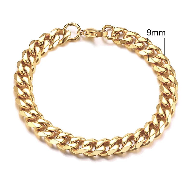 Bracelet for Men, Stainless Steel Cuban Link Chain Wristband Classic Punk Heavy Male Jewelry