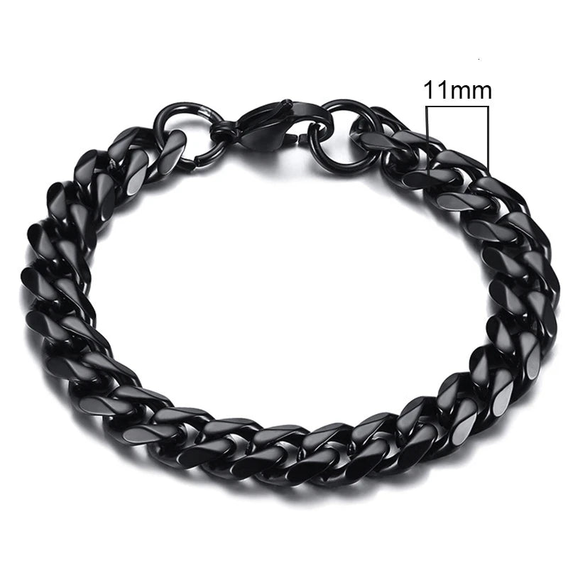 Bracelet for Men, Stainless Steel Cuban Link Chain Wristband Classic Punk Heavy Male Jewelry