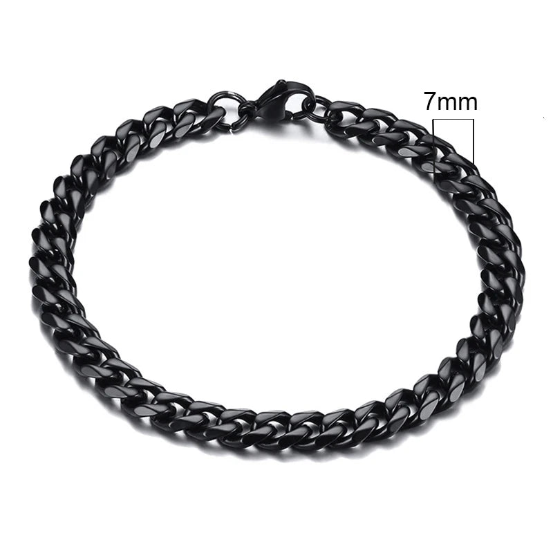 Bracelet for Men, Stainless Steel Cuban Link Chain Wristband Classic Punk Heavy Male Jewelry