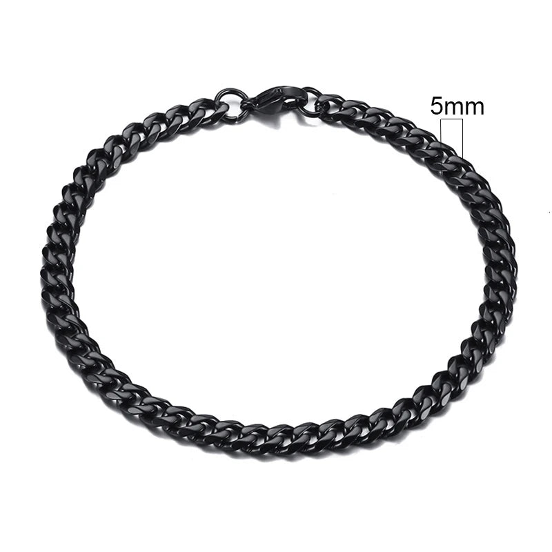 Bracelet for Men, Stainless Steel Cuban Link Chain Wristband Classic Punk Heavy Male Jewelry