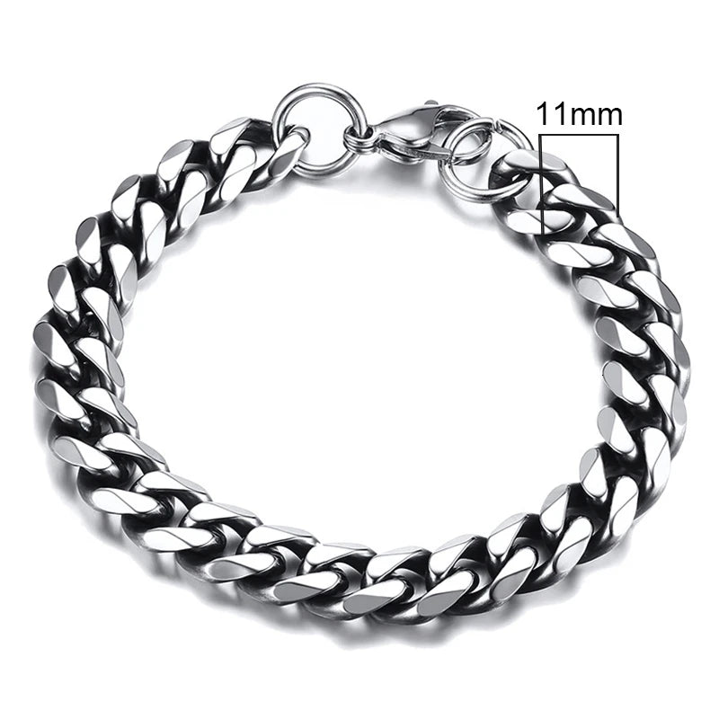 Bracelet for Men, Stainless Steel Cuban Link Chain Wristband Classic Punk Heavy Male Jewelry