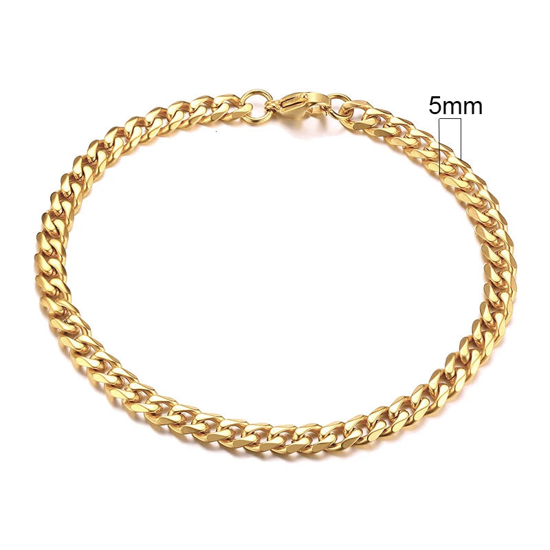 Bracelet for Men, Stainless Steel Cuban Link Chain Wristband Classic Punk Heavy Male Jewelry