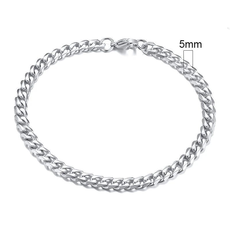 Bracelet for Men, Stainless Steel Cuban Link Chain Wristband Classic Punk Heavy Male Jewelry