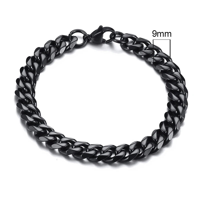 Bracelet for Men, Stainless Steel Cuban Link Chain Wristband Classic Punk Heavy Male Jewelry