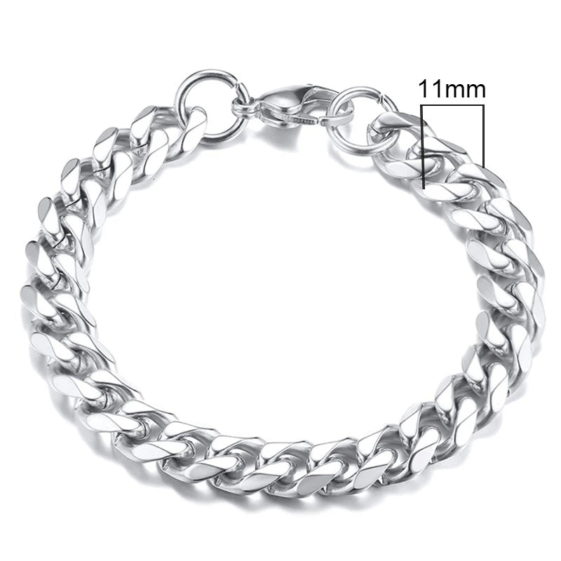 Bracelet for Men, Stainless Steel Cuban Link Chain Wristband Classic Punk Heavy Male Jewelry