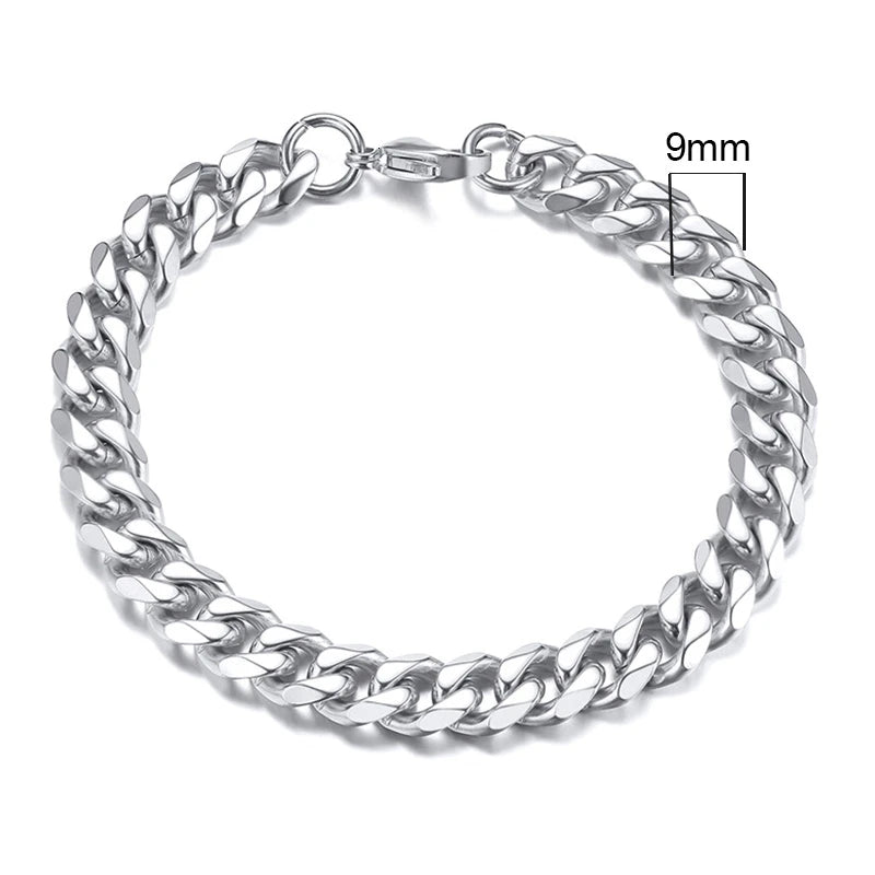 Bracelet for Men, Stainless Steel Cuban Link Chain Wristband Classic Punk Heavy Male Jewelry