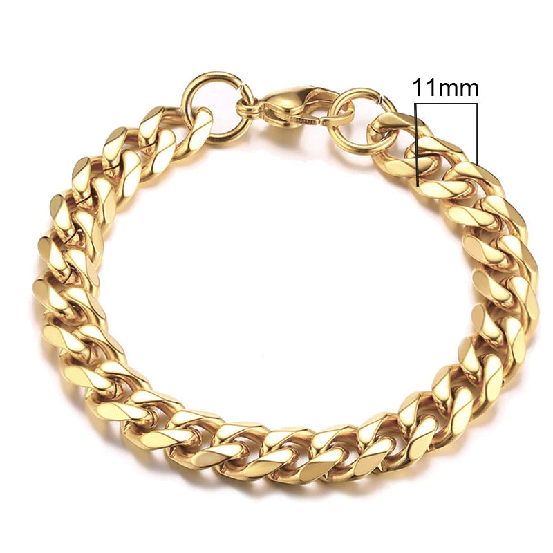 Bracelet for Men, Stainless Steel Cuban Link Chain Wristband Classic Punk Heavy Male Jewelry