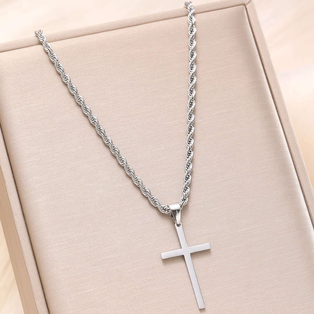 Stainless Steel Cross Pendant Necklace for Men Women Minimalist Gold Color Jewelry Male Female Necklaces