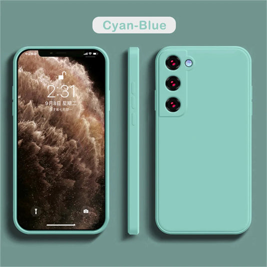 Luxury Cyan Blue Liquid Silicone Case for Samsung