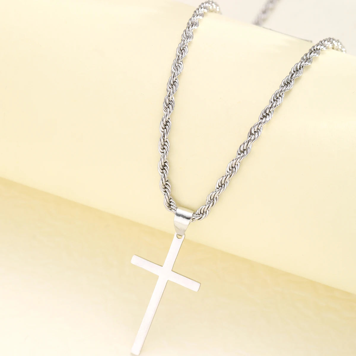 Stainless Steel Cross Pendant Necklace for Men Women Minimalist Gold Color Jewelry Male Female Necklaces