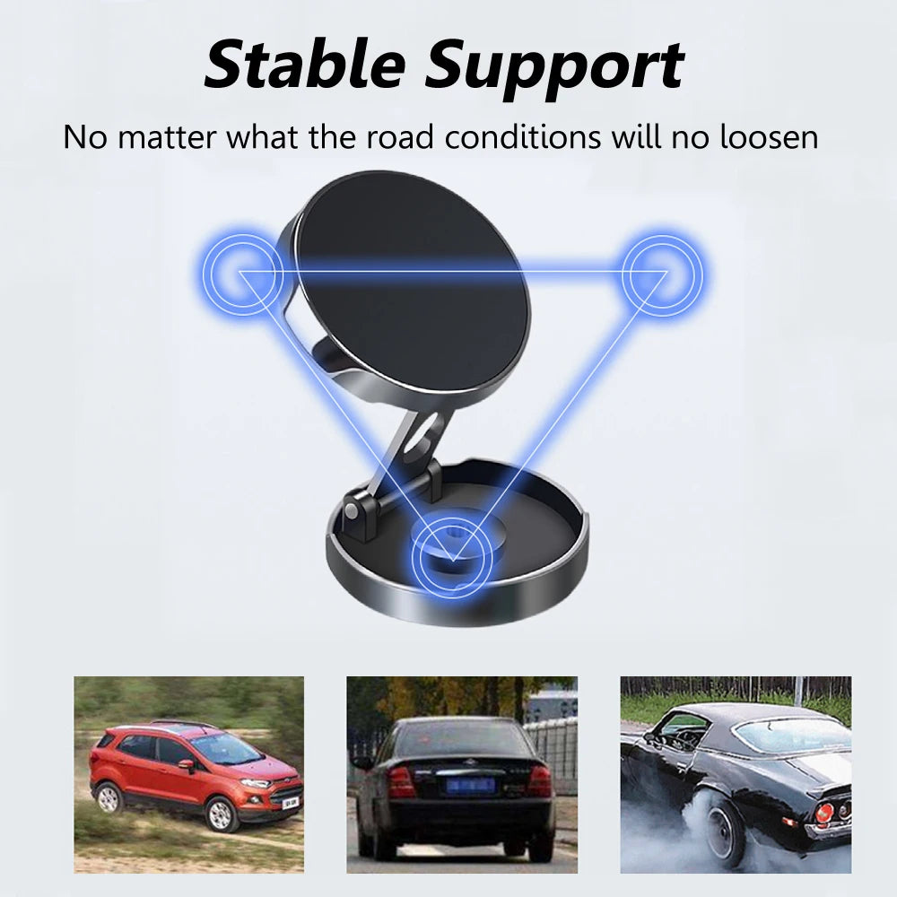 Round Folding Magnetic Car Holder 360 Degree Rotatable Mobile Phone Bracket Mount