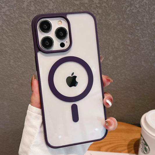 Luxury Purple transparent iPhone case with magnetic wireless charging