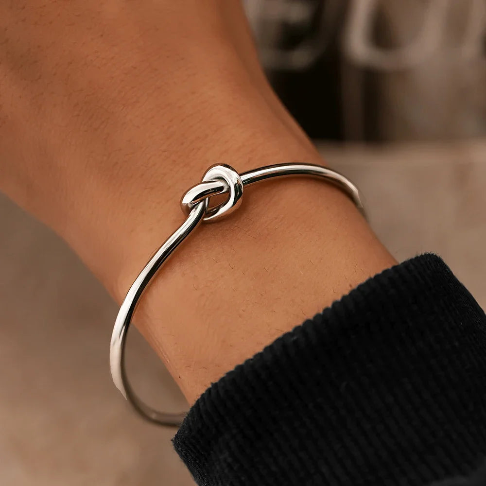 Stainless Steel Bracelets Vintage Men's Fashion Woven Twist Texture Bangles for Women Jewelry