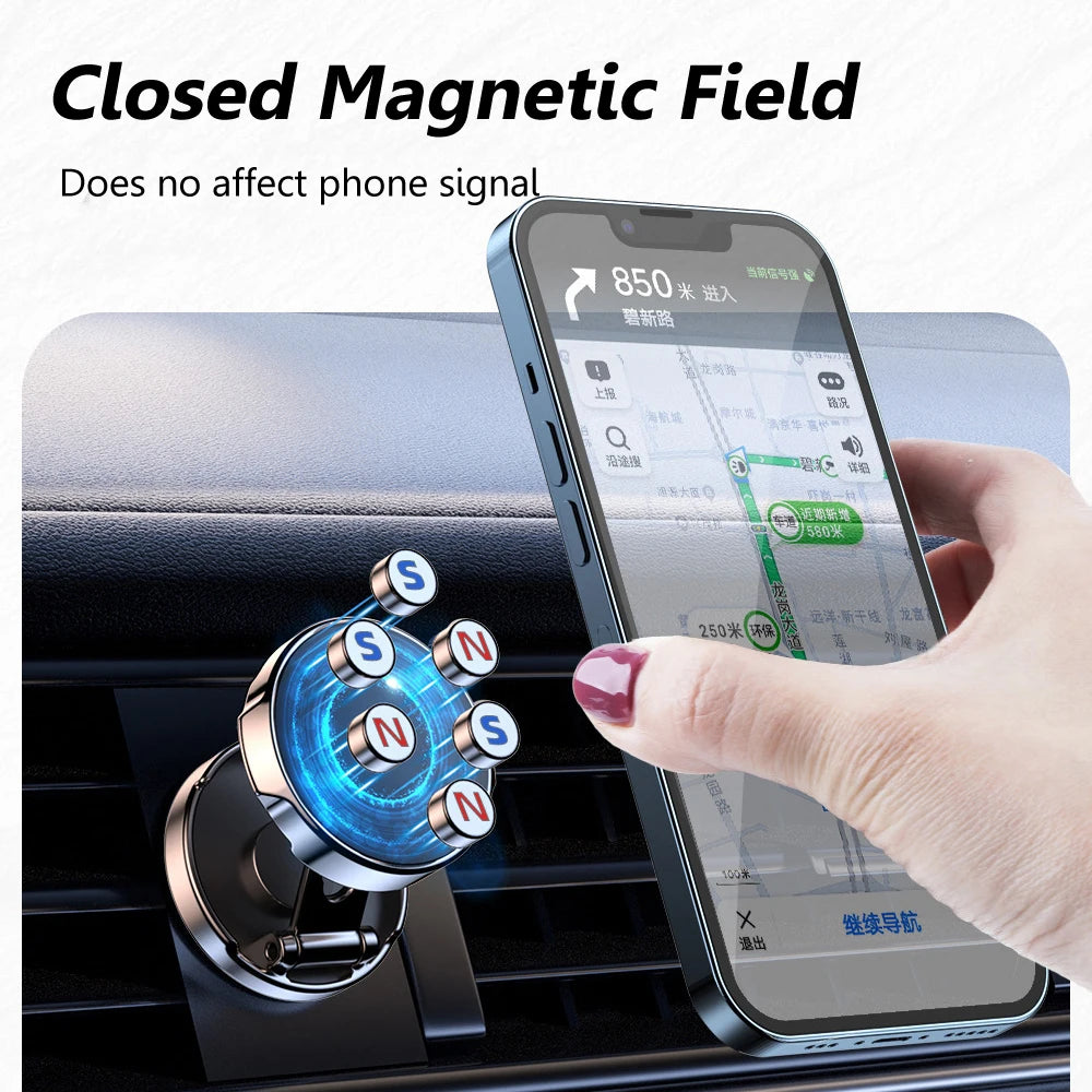 Round Folding Magnetic Car Holder 360 Degree Rotatable Mobile Phone Bracket Mount