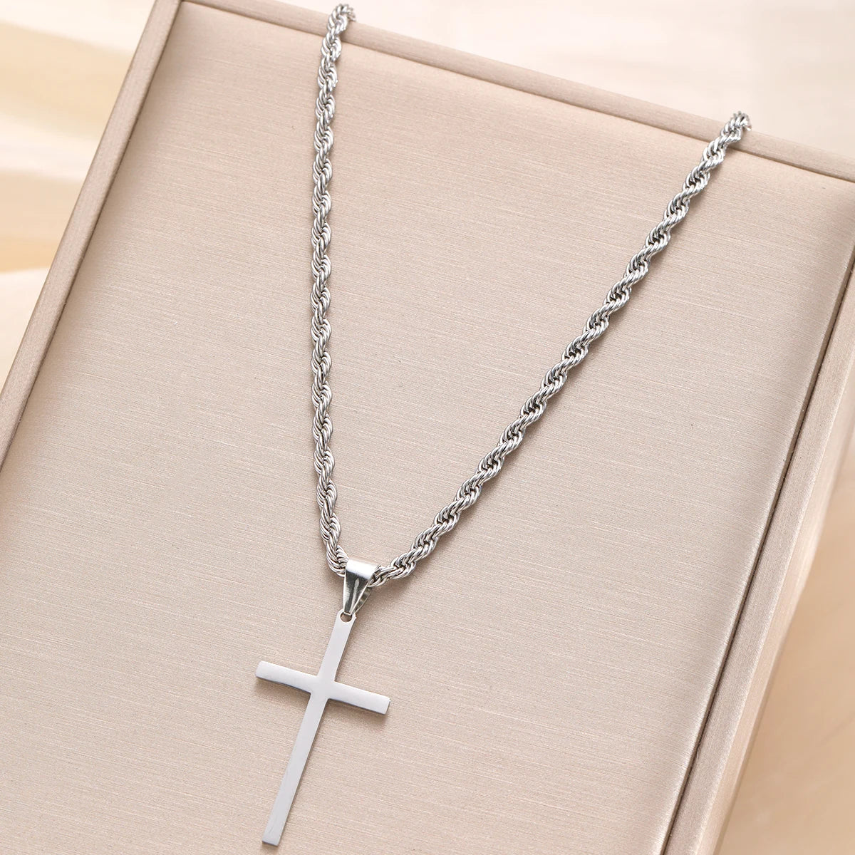 Stainless Steel Cross Pendant Necklace for Men Women Minimalist Gold Color Jewelry Male Female Necklaces