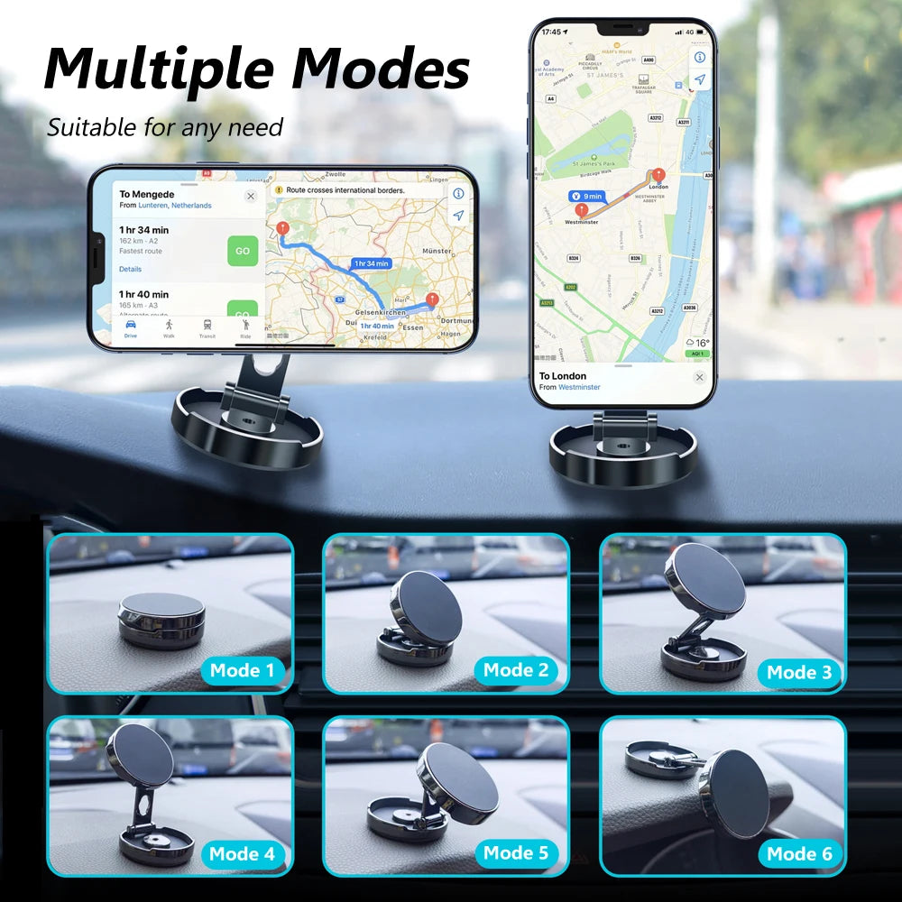 Round Folding Magnetic Car Holder 360 Degree Rotatable Mobile Phone Bracket Mount