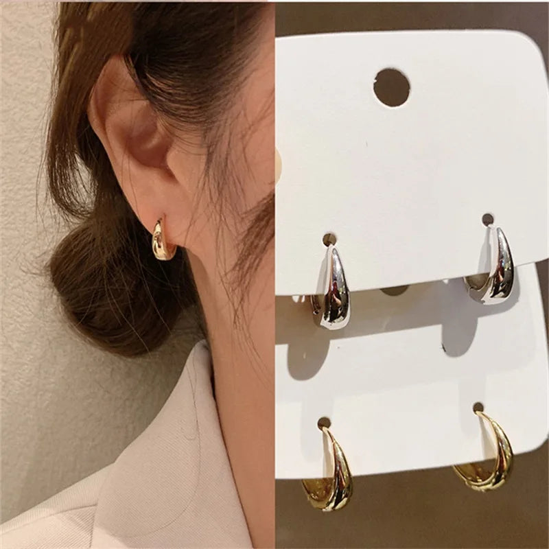 Metal Hoop Earrings for Women Simple Versatile Daily Wear Everyday Ear Accessories Young Girls Statement Jewelry