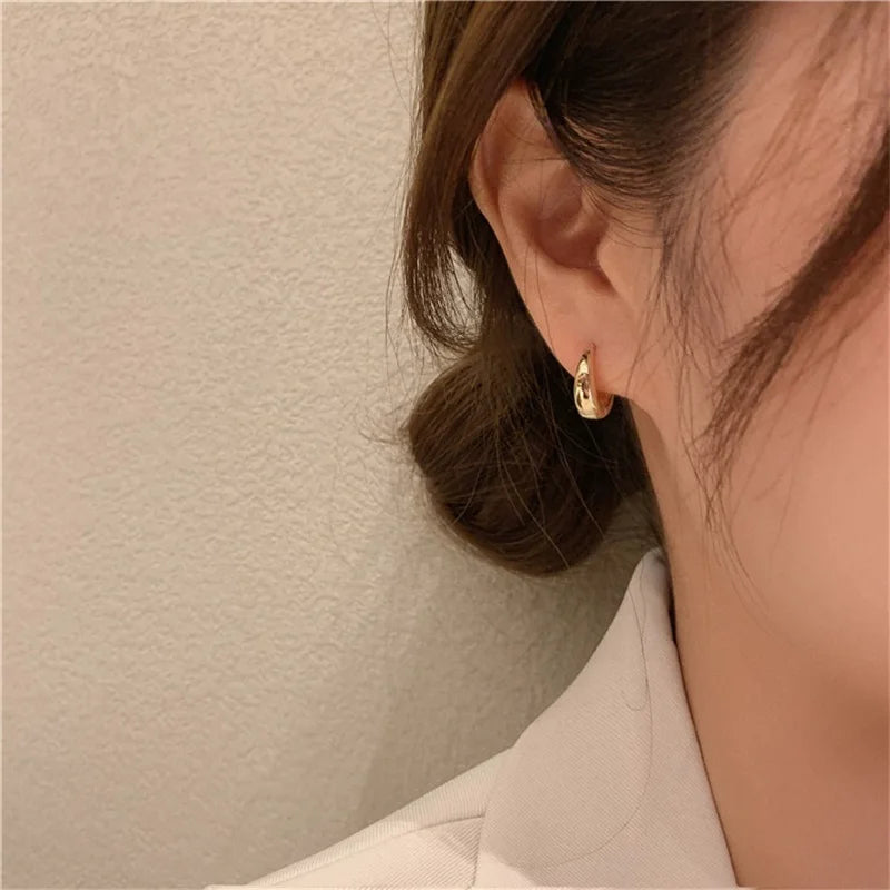 Metal Hoop Earrings for Women Simple Versatile Daily Wear Everyday Ear Accessories Young Girls Statement Jewelry